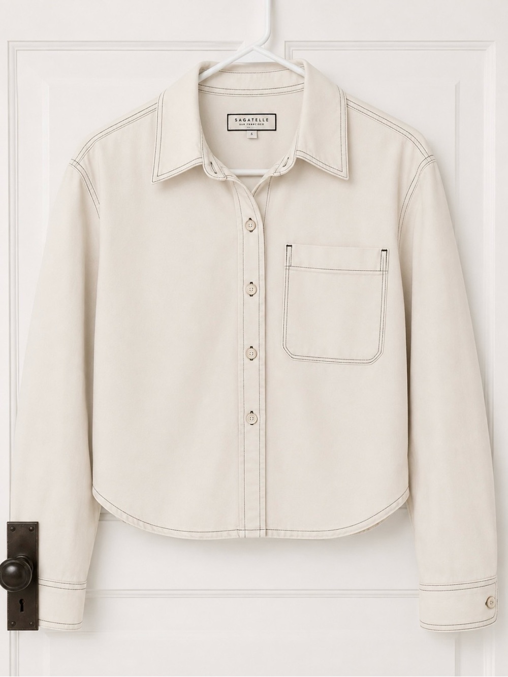 bagatelle Cream Button-Front Casual Shirt Jacket size small